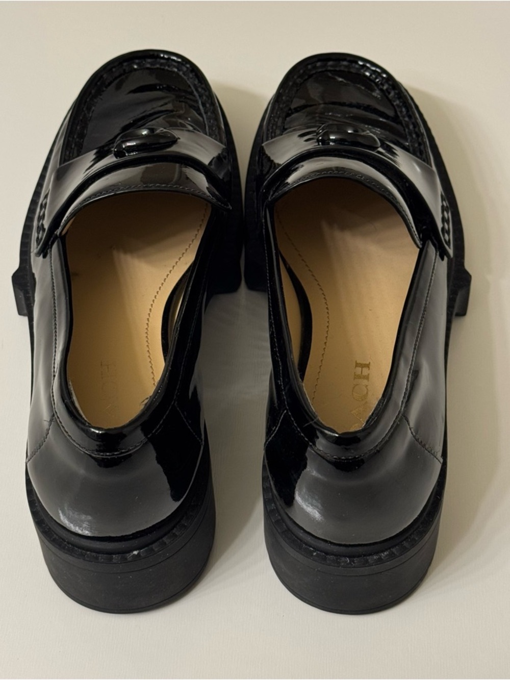 Coach Leah Platform Loafer Black Leather Slip On Womens Size 9 - Picture 7 of 11